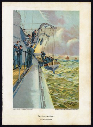 Antique Print-MILITARY-GERMAN-NAVY-MANEUVERS-LIFEBOAT-Stower-1925