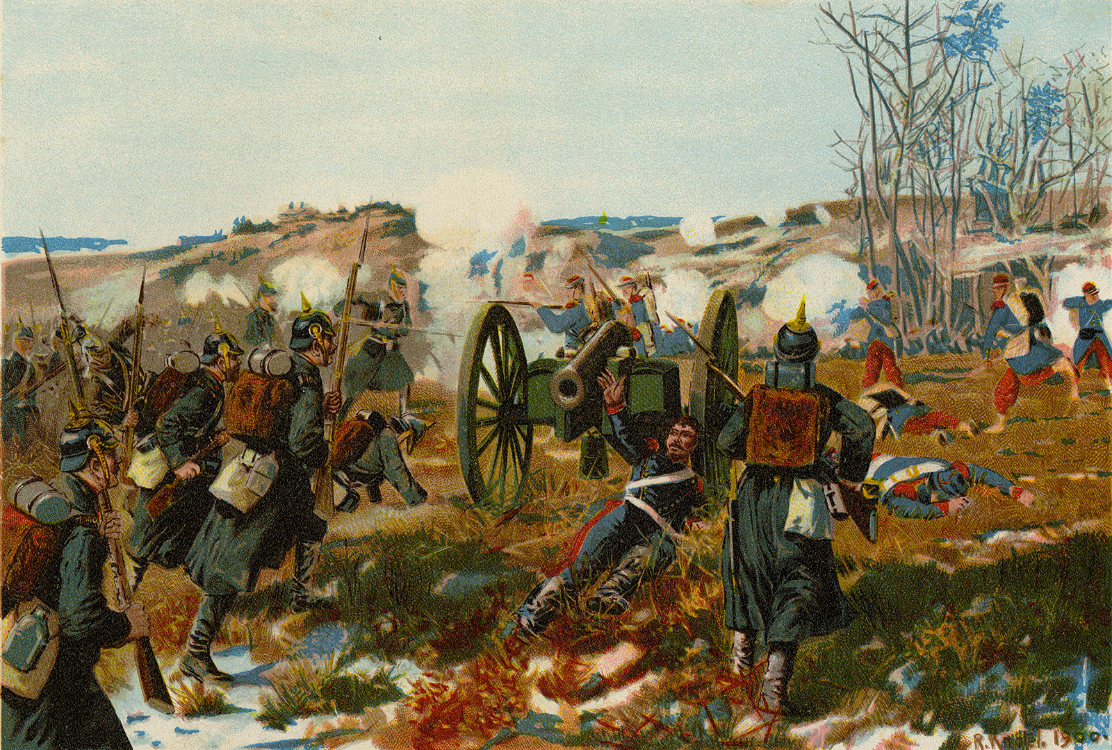 , Antique Print-MILITARY-GERMAN-SAXON-VILLIERS-CANNON-Knotel-1925, Pictura Antique Prints
