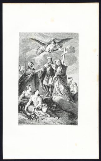Antique Print-EMPEROR-CHARLEMAGNE-ALLEGORY-ANGEL-COCHIN-Vetault-1877
