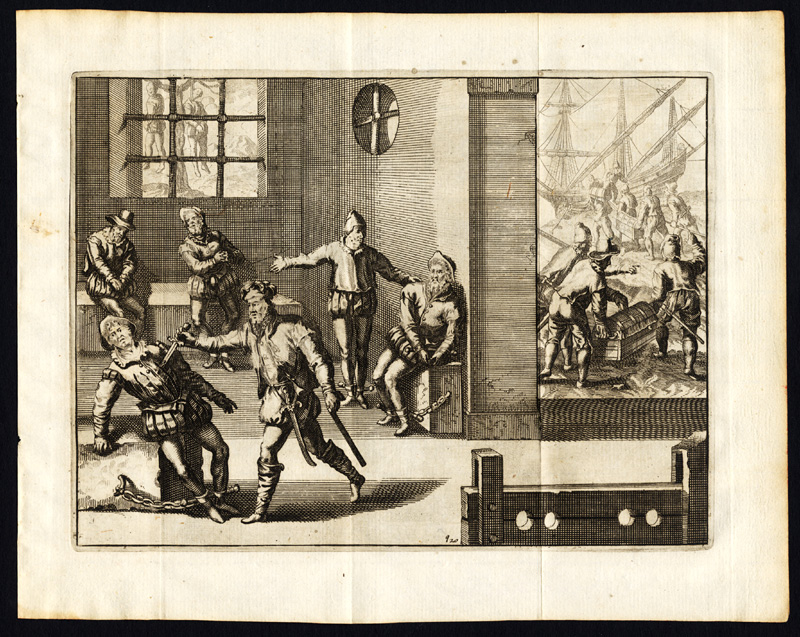 , Antique Print-PERU-PEDRO DE LA VASCA KILLING OPONENTS IN 1550-Pl. 20-vd Aa-1707, Pictura Antique Prints