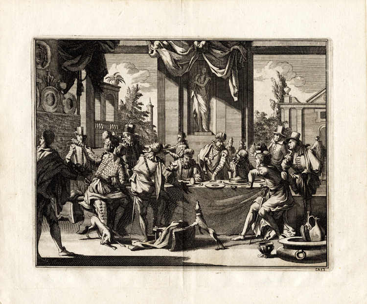 , Antique Print-CHRISTOFFEL COLUMBUS AT THE CASTILIAN COURT-vd Aa-1707, Pictura Antique Prints