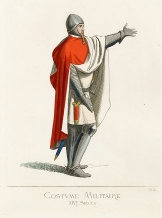 Antique Print-ITALY-COSTUME MILITAIRE-MILITARY COSTUME-14TH CENTURY-PL. 64-Bonnard-Mercuri-1860