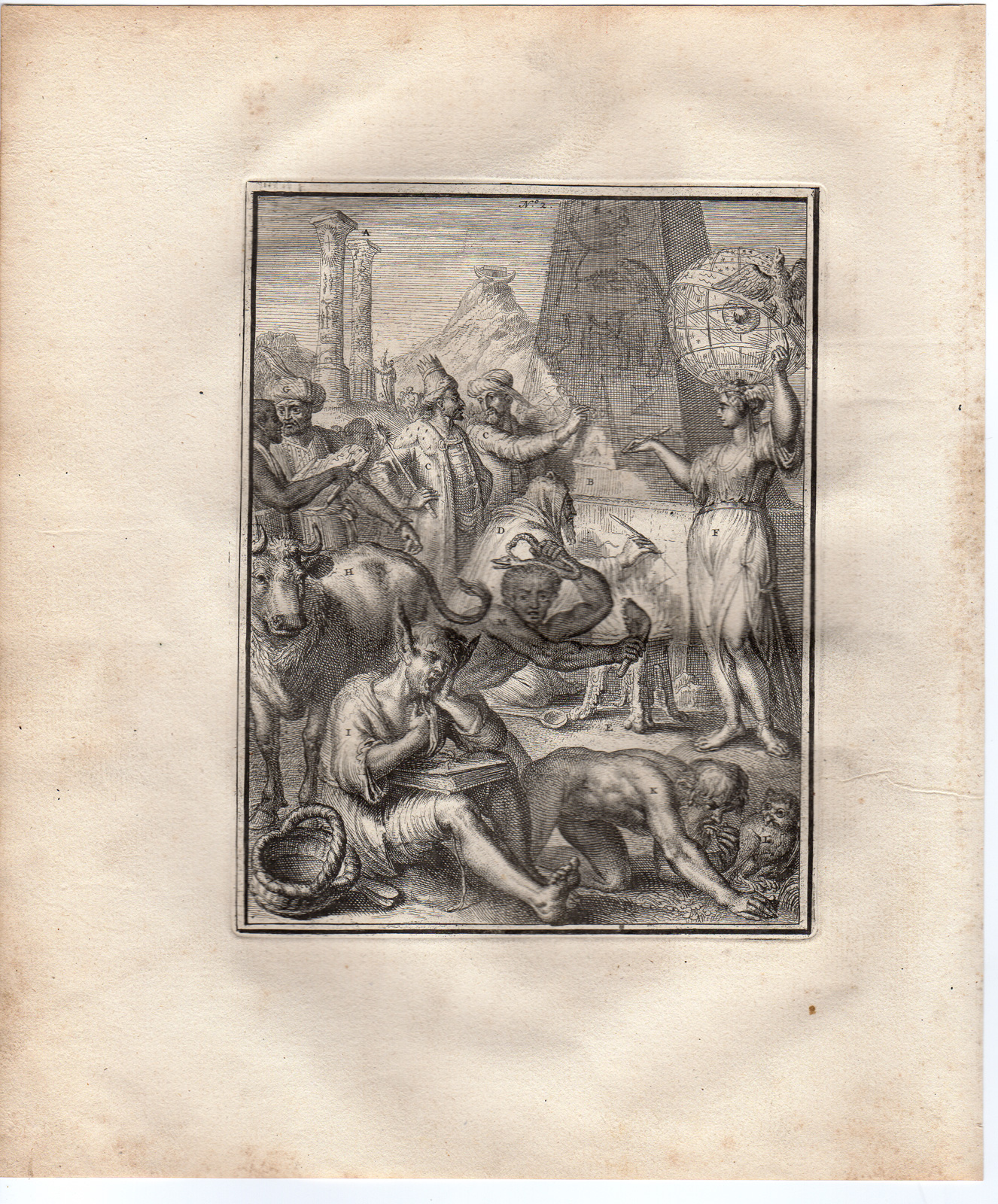 , Antique Print-EGYPT-CHALDEAN-HYROGLYPHIC-SYMBOL-de Hooghe-1735, Pictura Antique Prints