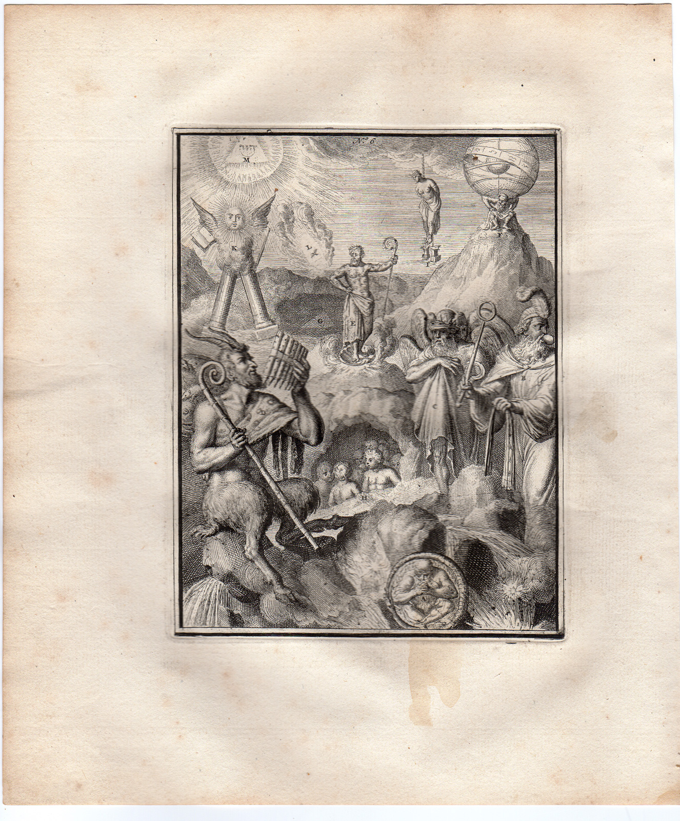 , Antique Print-DIVISION OF CHAOS-HYROGLYPHIC-SYMBOL-de Hooghe-1735, Pictura Antique Prints