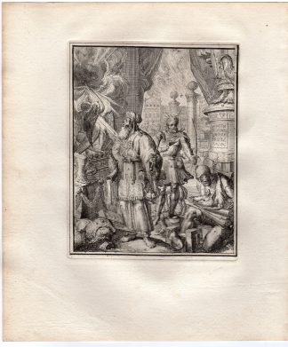 Antique Print-PRIEST-DIVINE PUNISHMENT-HYROGLYPHIC-SYMBOL-de Hooghe-1735
