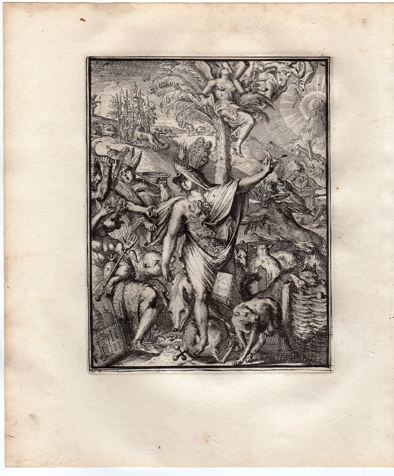 Pco 0675 416x502 Antique Print-ICONOGRAPHY-CHRISTIANITY-HERESY-HYROGLYPHIC-de Hooghe-1735