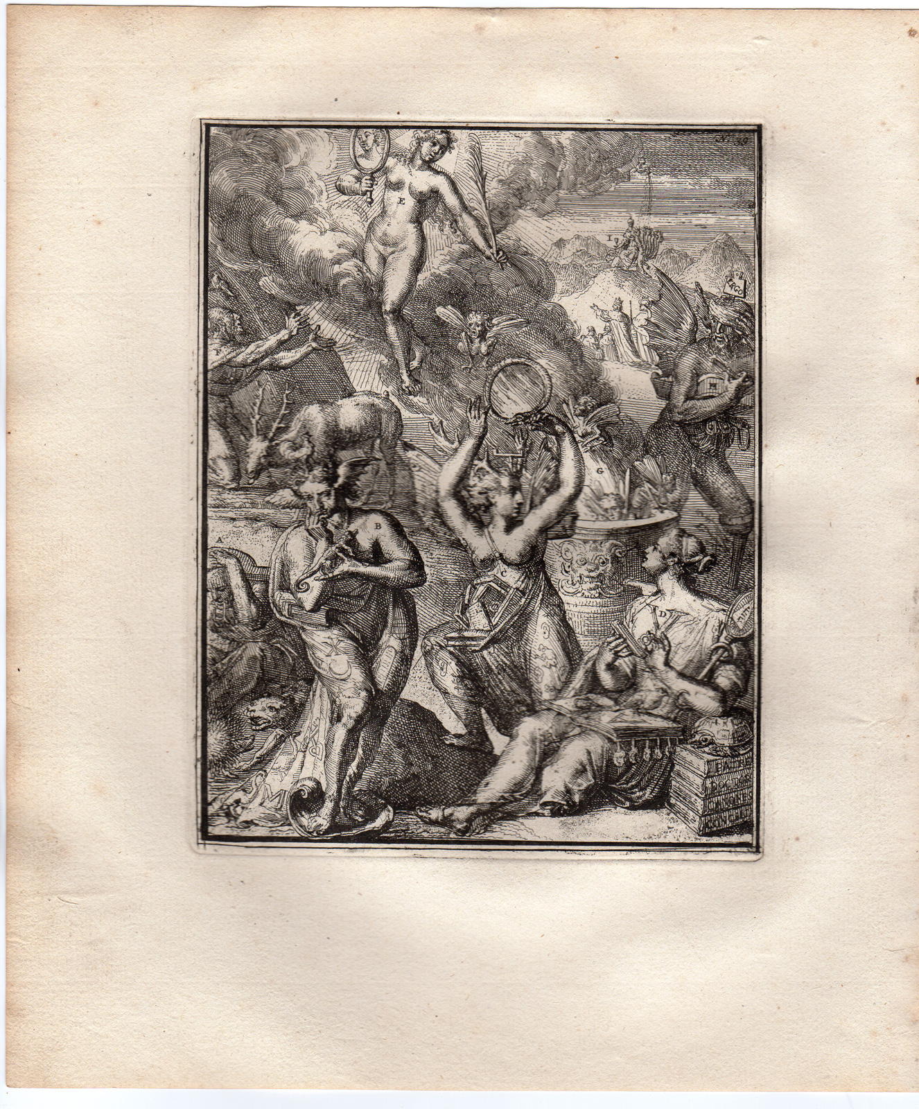 , Antique Print-ICONOGRAPHY-CHRISTIANITY-DECAY-HERESY-HYROGLYPHIC-de Hooghe-1735, Pictura Antique Prints