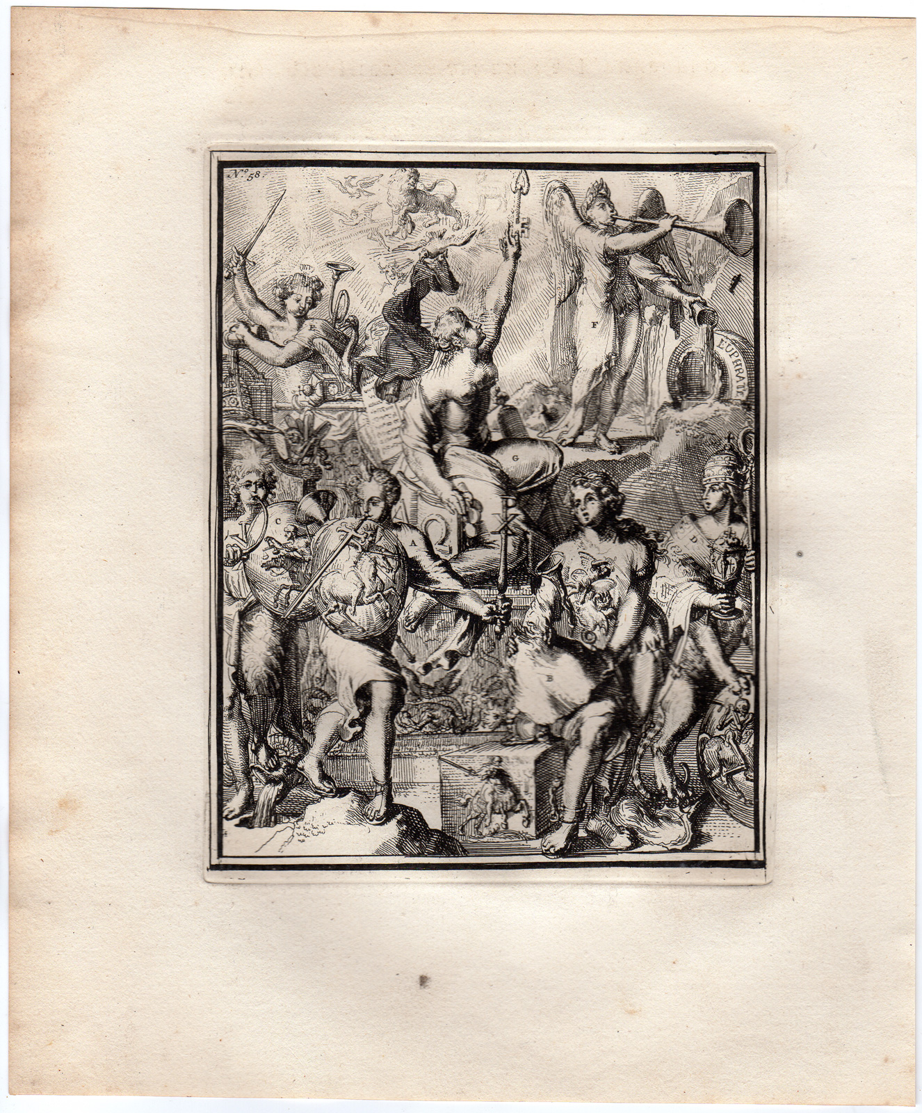 , Antique Print-ICONOGRAPHY-REFORMATION-SEVEN AGES-HYROGLYPHIC-de Hooghe-1735, Pictura Antique Prints
