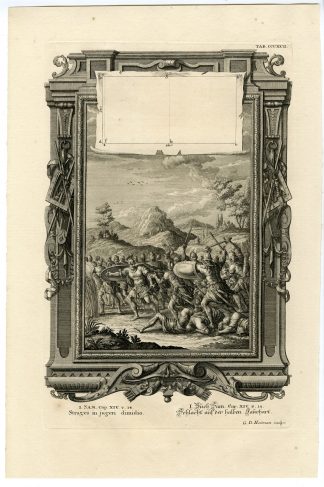 Antique Print-BATTLE-HEBREWS-PHILISTINES-JONATHAN-TAB.CCCXCII-Scheuchzer-c.1731