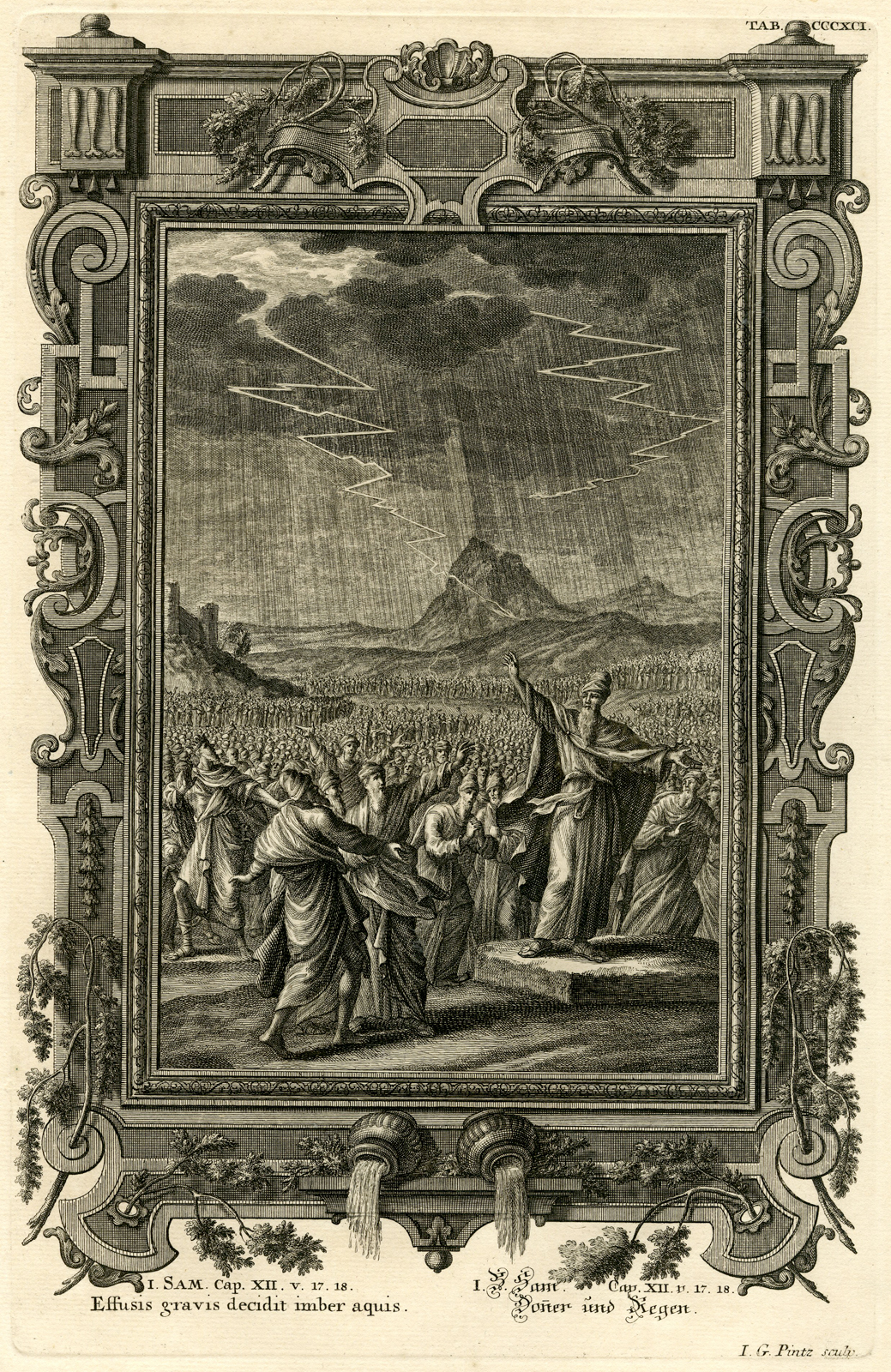 , Antique Print-SAMUEL-HEBREWS-THUNDER AND RAIN-TAB.CCCXCII-Scheuchzer-c.1731, Pictura Antique Prints