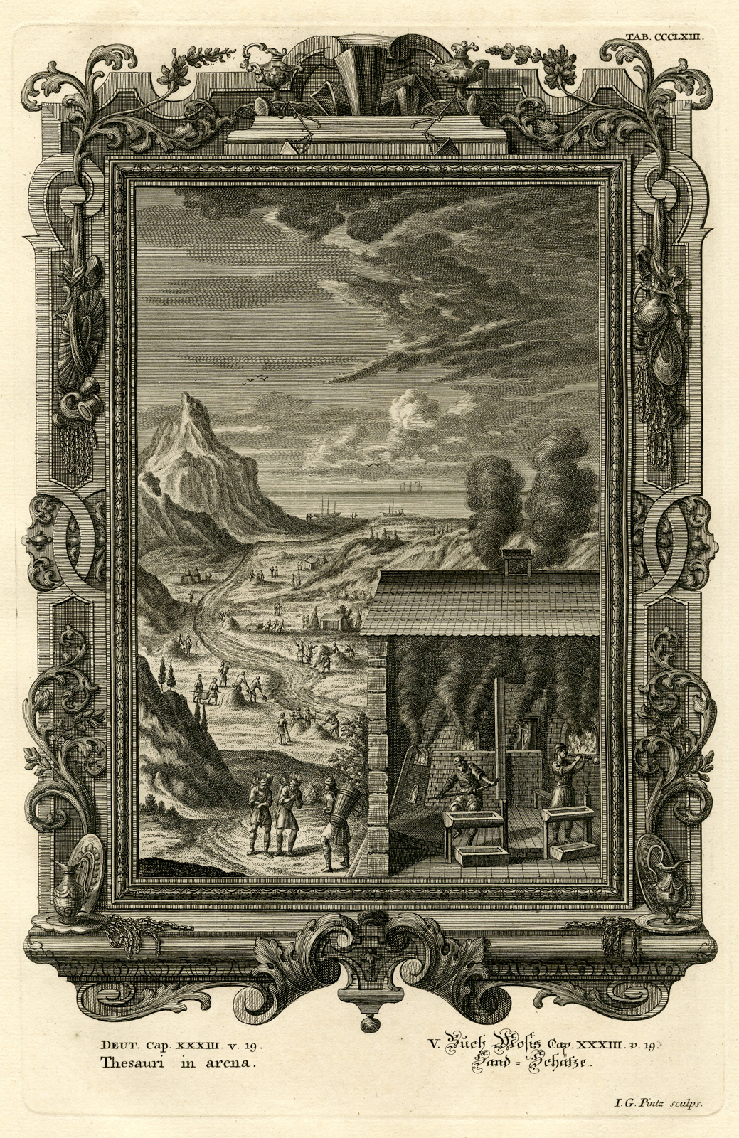 , Antique Print-HEBREWS-TREASURES FROM THE SAND-TAB.CCCLXIII-Scheuchzer-c.1731, Pictura Antique Prints
