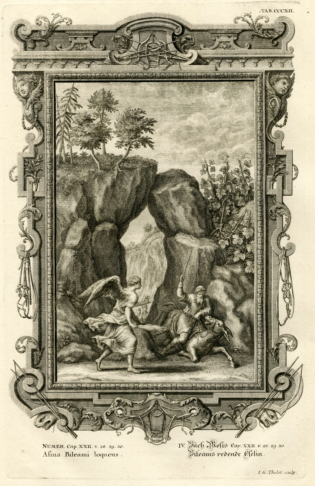 , Antique Print-BALAAM-DONKEY-ANGEL-TAB.CCCXII-Scheuchzer-c.1731, Pictura Antique Prints