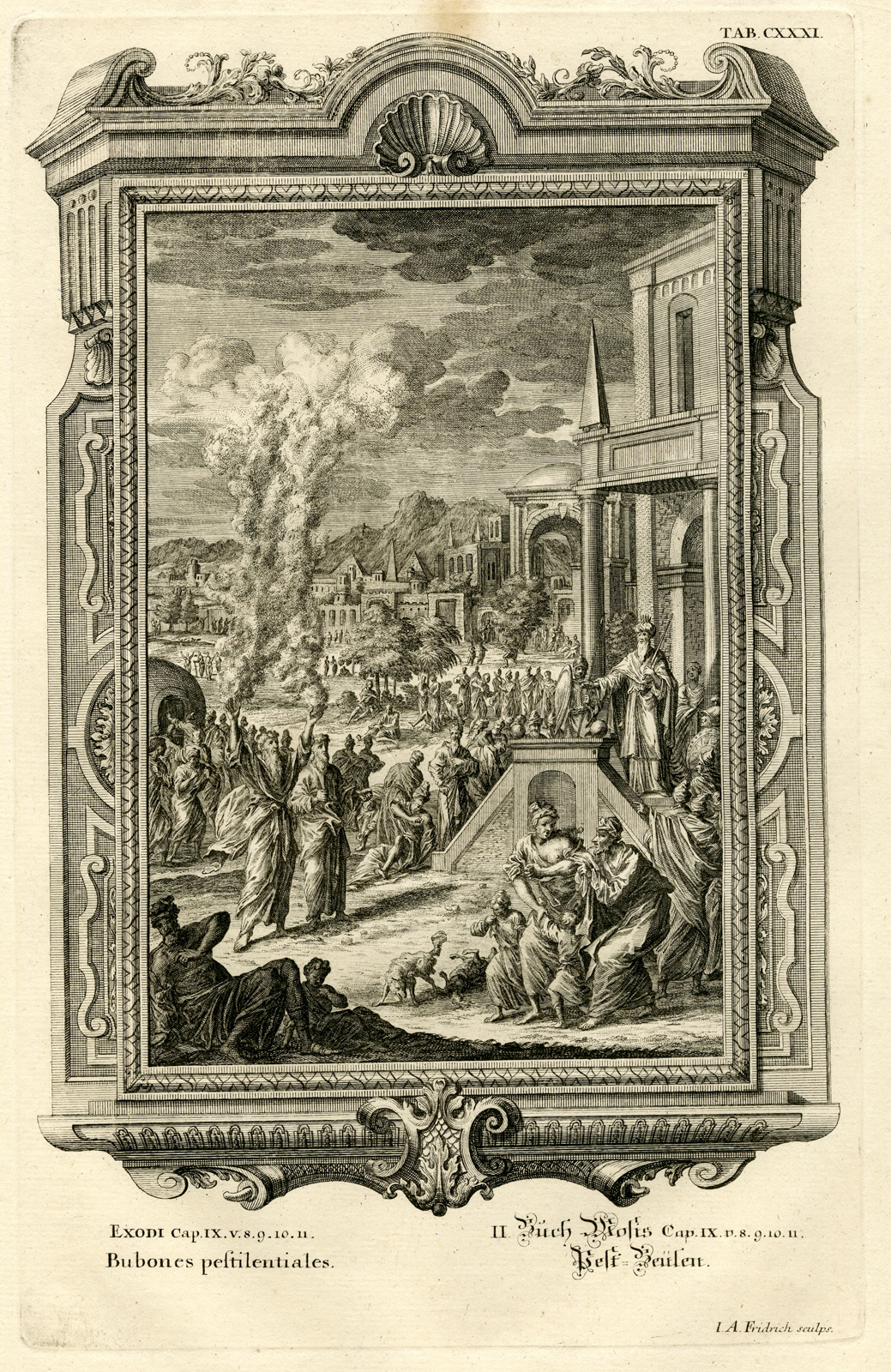 , Antique Print-THE PLAGUE OF BOILS-MOSES-EXODUS-TAB.CXXXI-Scheuchzer-c.1731, Pictura Antique Prints