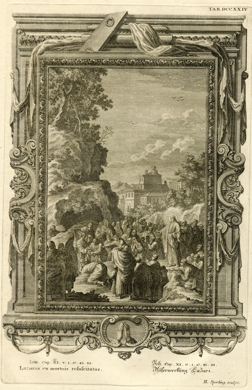 , Antique Print-JESUS RAISES LAZARUS FROM THE DEAD-TAB.DCCXXIV-Scheuchzer-c.1731, Pictura Antique Prints