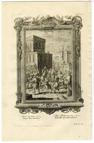 Antique Print-HEBREWS-LAWS OF GOD-STONED-DEATH-WOMAN-TAB.CCCLI-Scheuchzer-c.1731