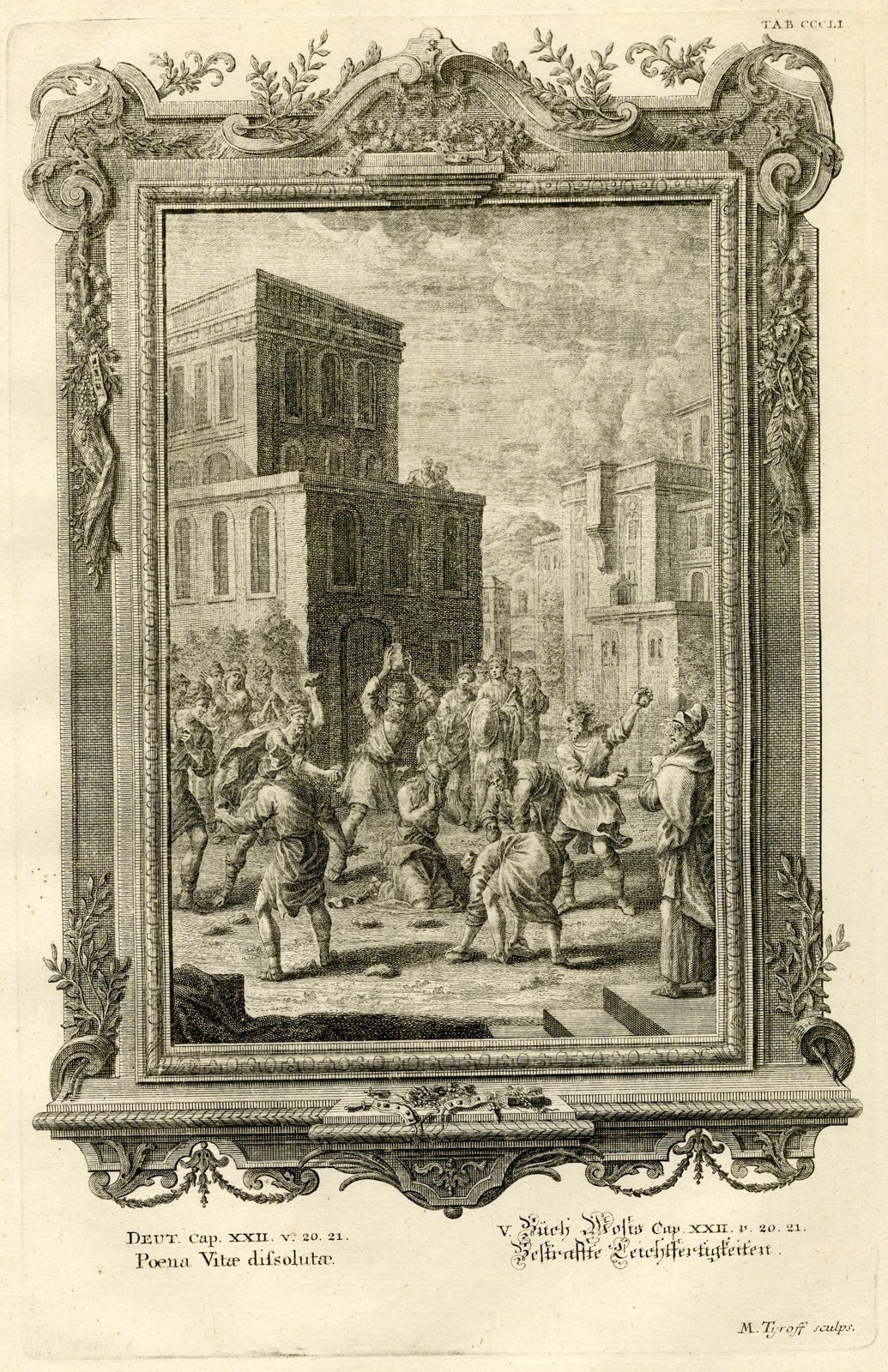 , Antique Print-HEBREWS-LAWS OF GOD-STONED-DEATH-WOMAN-TAB.CCCLI-Scheuchzer-c.1731, Pictura Antique Prints