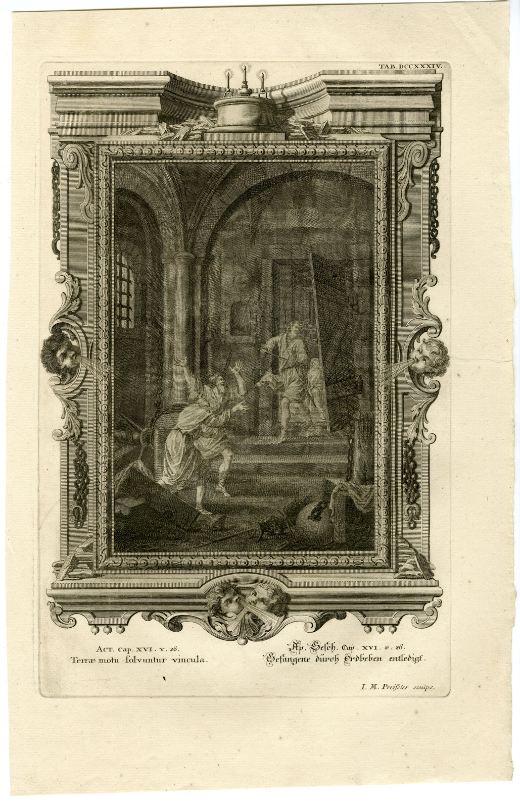 , Antique Print-EARTHQUAKE-PRISONERS-FREE-ACTS-TAB.DCCXXXIV-Scheuchzer-c.1731, Pictura Antique Prints