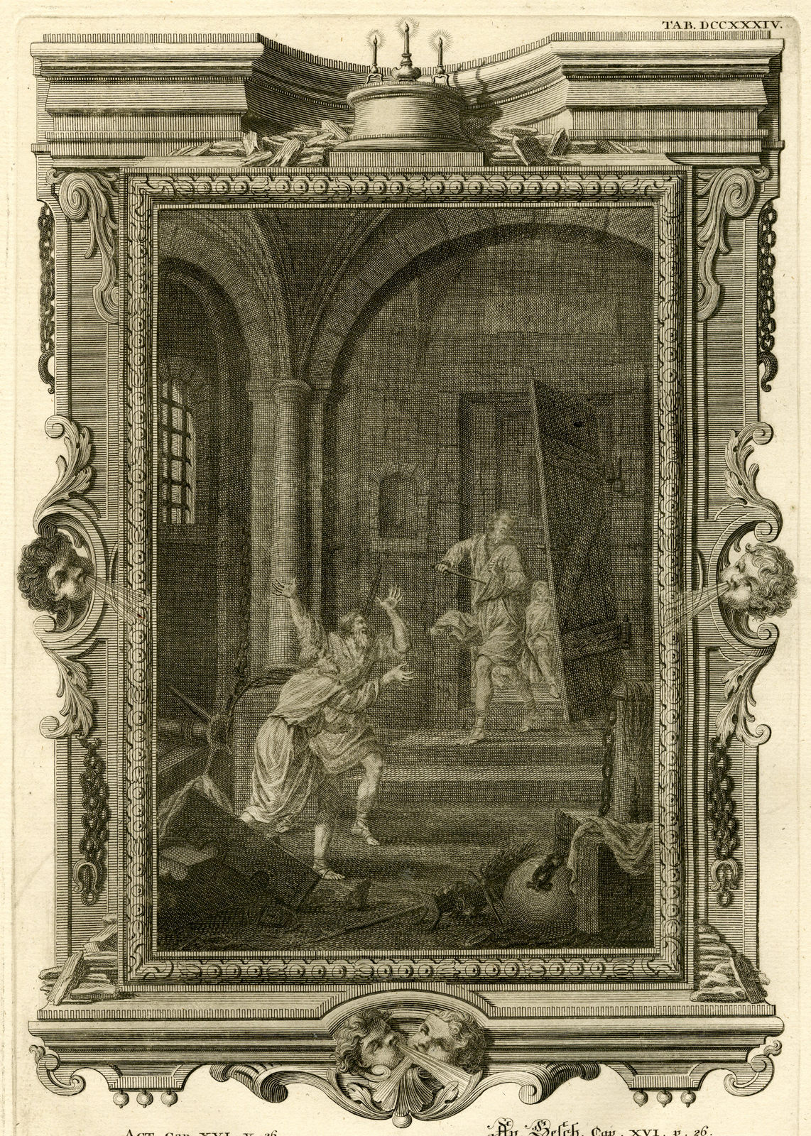 , Antique Print-EARTHQUAKE-PRISONERS-FREE-ACTS-TAB.DCCXXXIV-Scheuchzer-c.1731, Pictura Antique Prints
