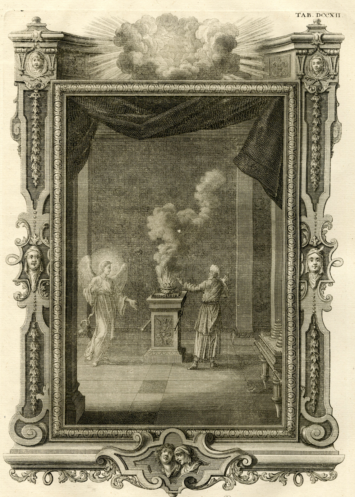 , Antique Print-ZACHARIAS-ANGEL-GABRIEL-DEAF-MUTE-TAB.DCCXII-Scheuchzer-c.1731, Pictura Antique Prints