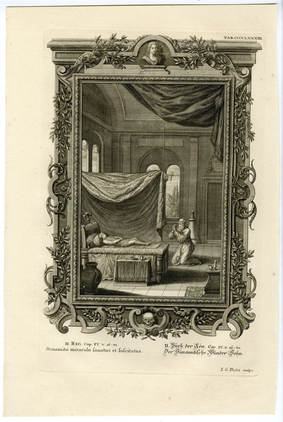 , Antique Print-SHUNAMMITE-SON-RESTORED TO LIFE-TAB.CCCCLXXXIII-Scheuchzer-c.1731, Pictura Antique Prints