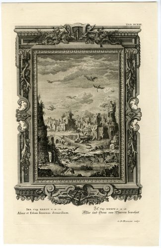 Antique Print-EDOM-ASSYRIA-WILD ANIMALS-TAB.DCXIII-Scheuchzer-c.1731