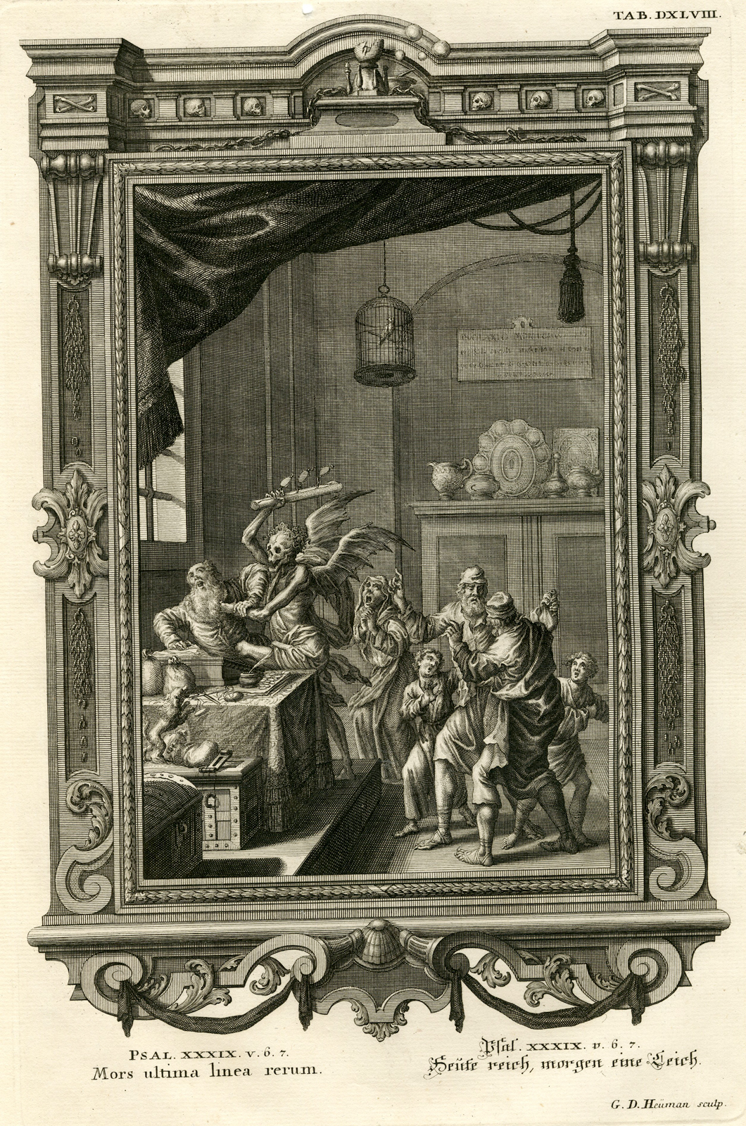 , Antique Print-WEALTHY TODAY-DEAD TOMORROW-PSALM-TAB.DXLVIII-Scheuchzer-c.1731, Pictura Antique Prints