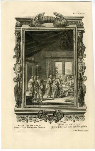 Antique Print-JESUS-HEALING-PETER-MOTHER IN LAW-TAB.DCLXXI-Scheuchzer-c.1731