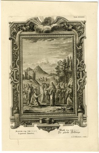 Antique Print-JESUS-HEALING-MAN-LEPROSY-TAB.DCLXIX-Scheuchzer-c.1731