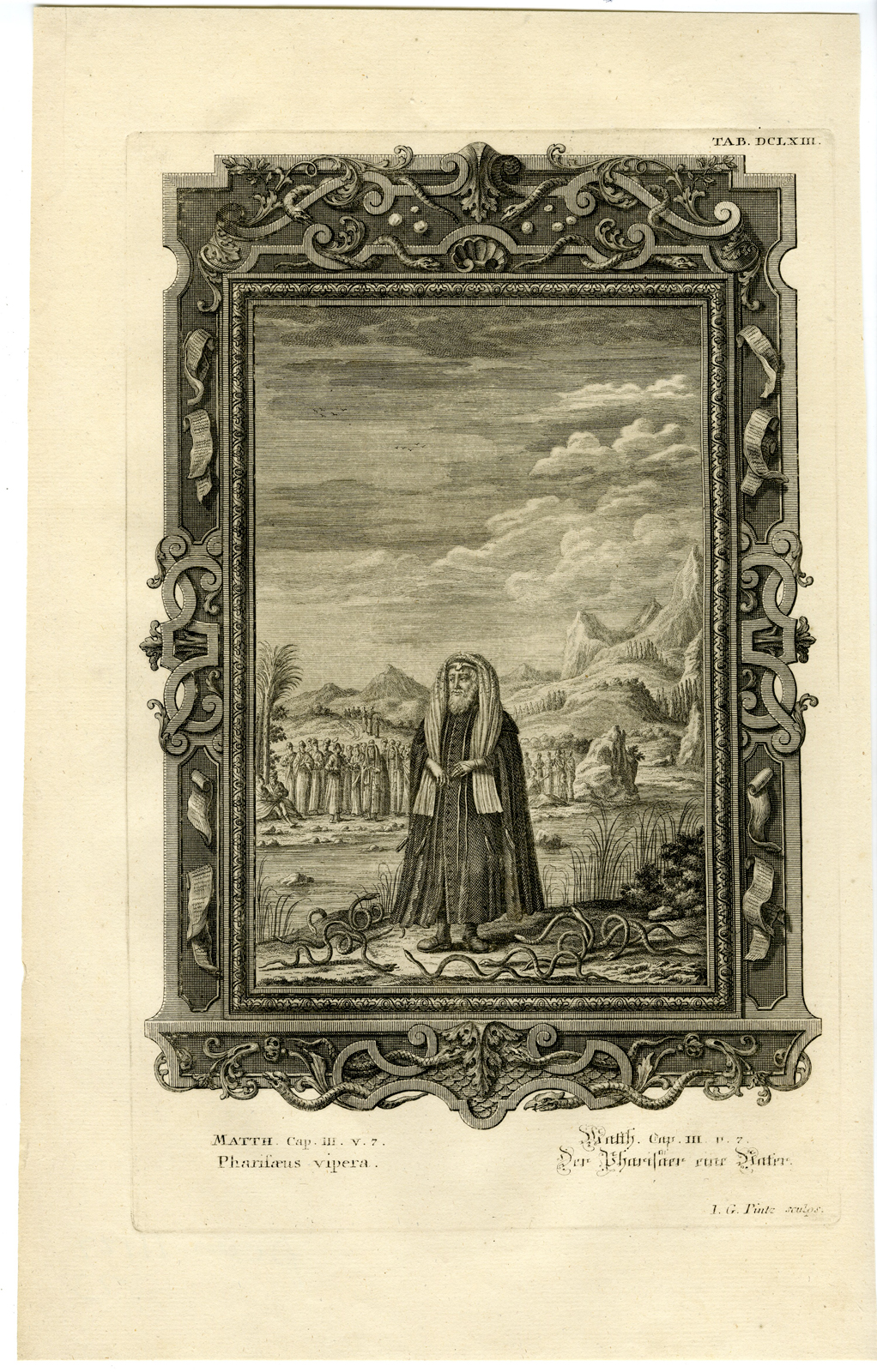, Antique Print-JOHN THE BAPTIST-PHARISEES-VIPERS-TAB.DCLXIII-Scheuchzer-c.1731, Pictura Antique Prints