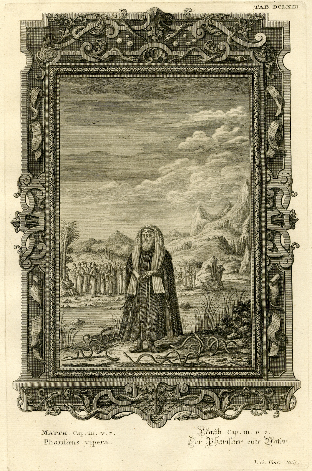 , Antique Print-JOHN THE BAPTIST-PHARISEES-VIPERS-TAB.DCLXIII-Scheuchzer-c.1731, Pictura Antique Prints