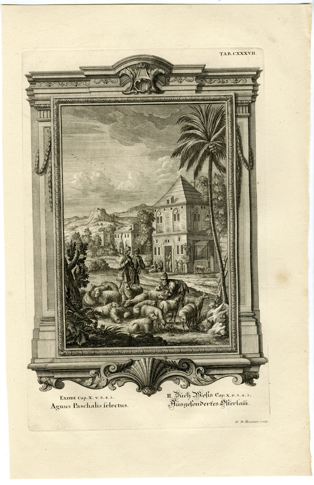 , Antique Print-PASSOVER-SACRIFICIAL LAMB-FEAST-TAB.CXXXVII-Scheuchzer-c.1731, Pictura Antique Prints