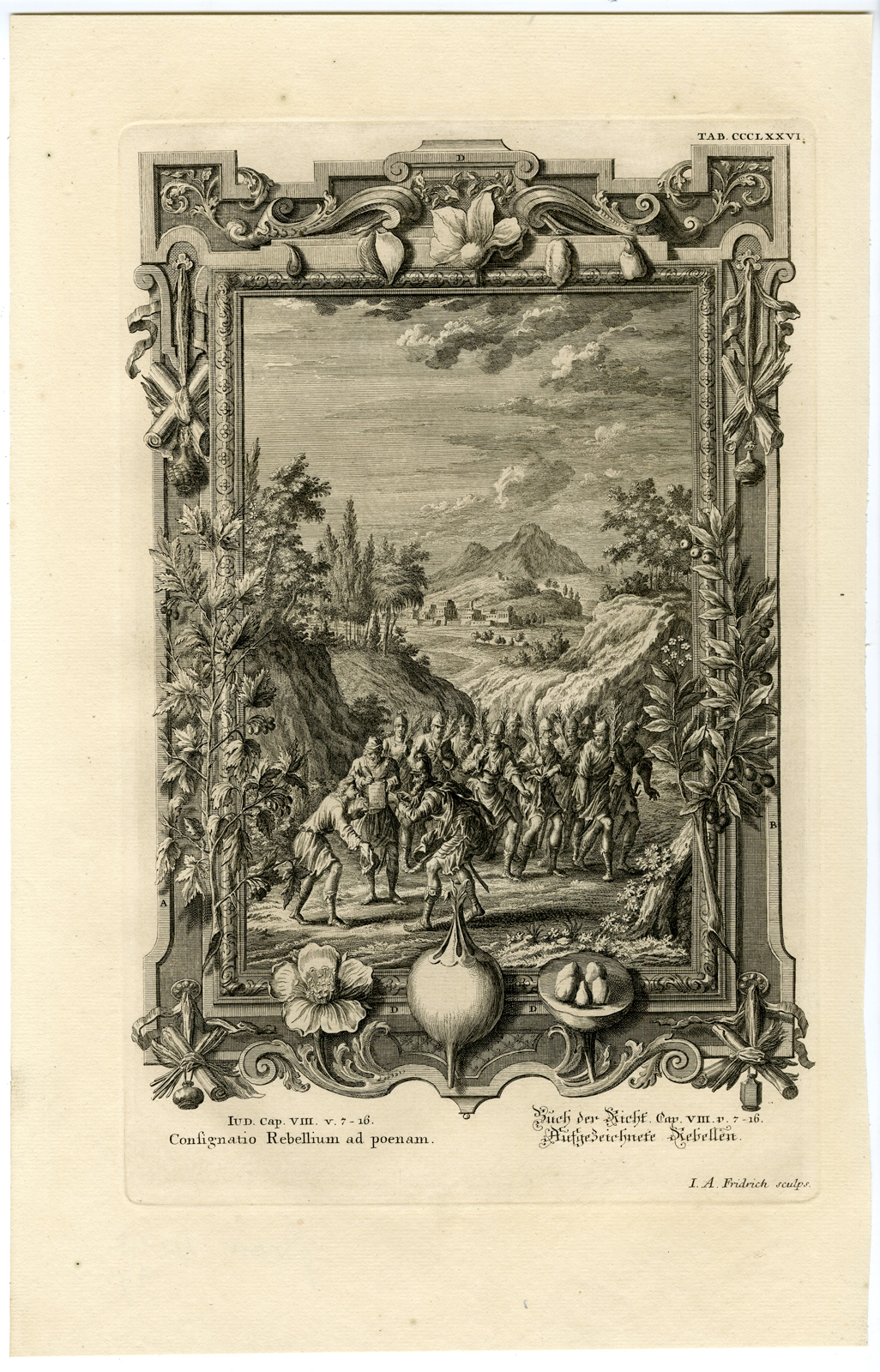 , Antique Print-GIDEON-ARMY-77 OFFICIALS OF SUKKOTH-TAB.CCCLXXVI-Scheuchzer-c.1731, Pictura Antique Prints