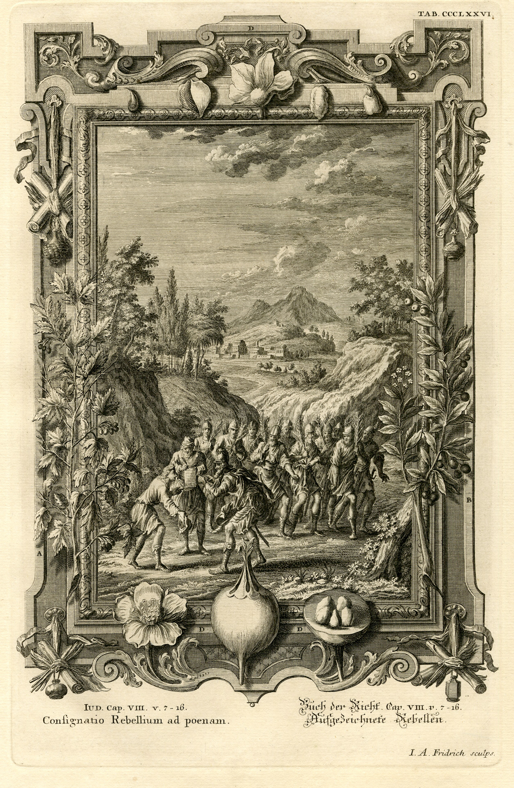 , Antique Print-GIDEON-ARMY-77 OFFICIALS OF SUKKOTH-TAB.CCCLXXVI-Scheuchzer-c.1731, Pictura Antique Prints