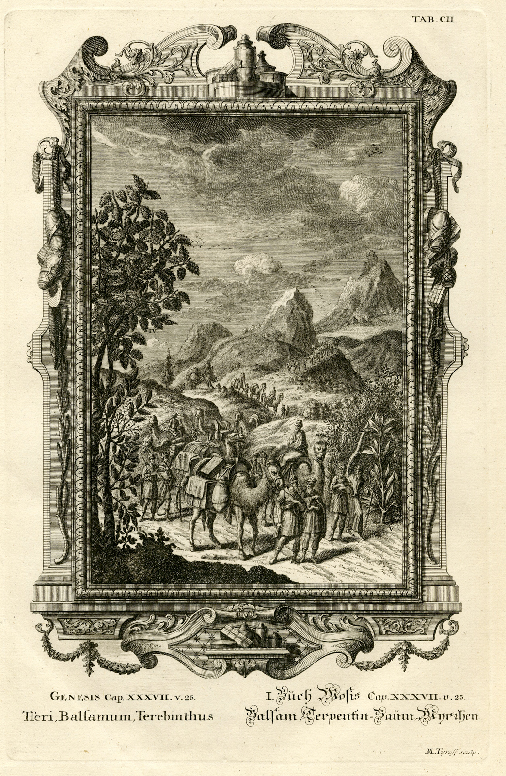 , Antique Print-CARAVAN-CAMELS-GILEAD-EGYPT-SPICES-TAB.CII-Scheuchzer-c.1731, Pictura Antique Prints