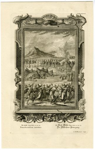 Antique Print-MOSES-KORAH-EARTH OPENS ITS MOUTH-TAB.CCCVII-Scheuchzer-c.1731