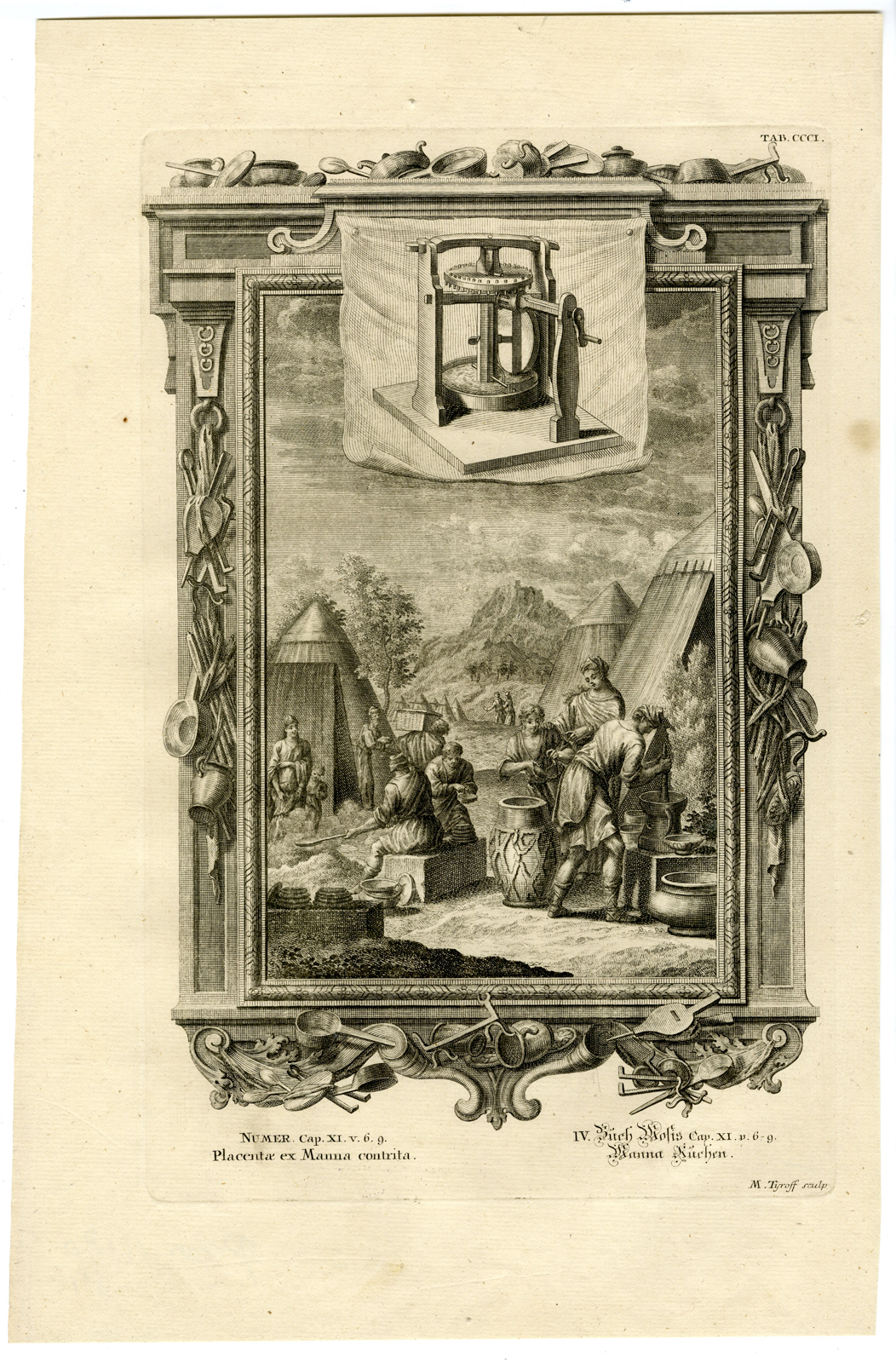 , Antique Print-THE MAKING OF MANNA BREAD-TAB.CCCI-Scheuchzer-c.1731, Pictura Antique Prints