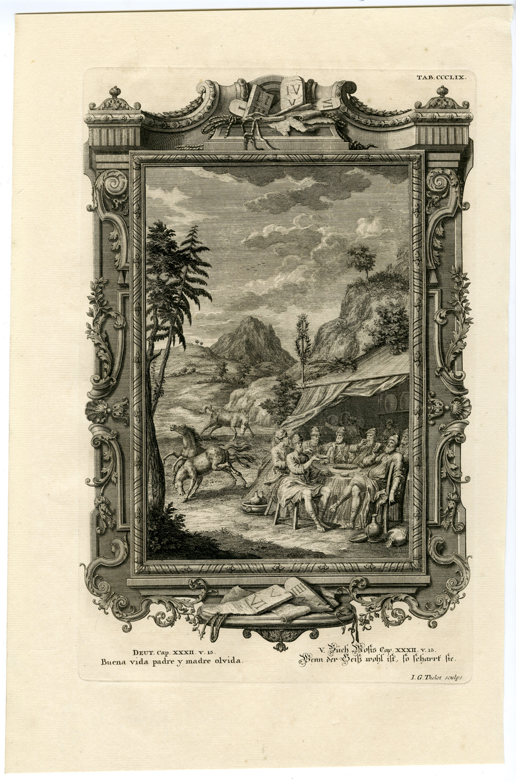 , Antique Print-JESHURUN-FAT-FOOD-EATING-TAB.CCCLIX-Scheuchzer-c.1731, Pictura Antique Prints