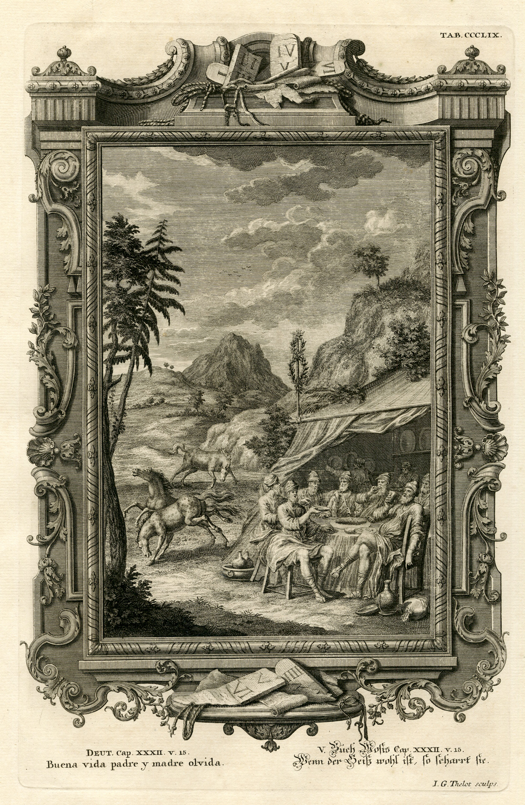 , Antique Print-JESHURUN-FAT-FOOD-EATING-TAB.CCCLIX-Scheuchzer-c.1731, Pictura Antique Prints