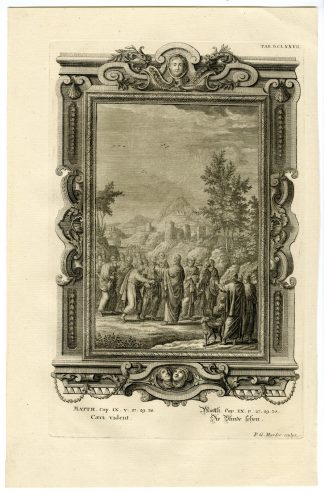 Antique Print-JESUS HEALS THE BLIND-MATTHEW-TAB.DCLXXVII-Scheuchzer-c.1731