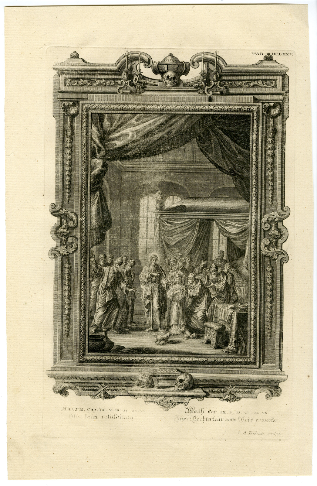 , Antique Print-JESUS-GIRL-RAISED FROM THE DEAD-TAB.DCLXXV-Scheuchzer-c.1731, Pictura Antique Prints