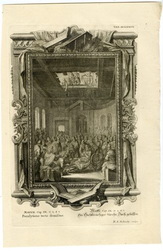 Antique Print-JESUS-HEALING-PARALYZED MAN-TAB.DCLXXIV-Scheuchzer-c.1731