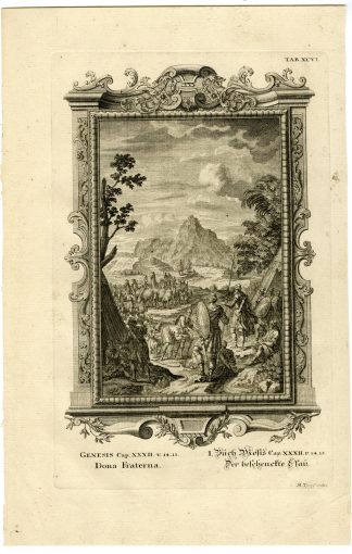 Antique Print-JACOB-ESAU-GIFT-CATTLE-GENESIS-TAB.XCVI-Scheuchzer-c.1731