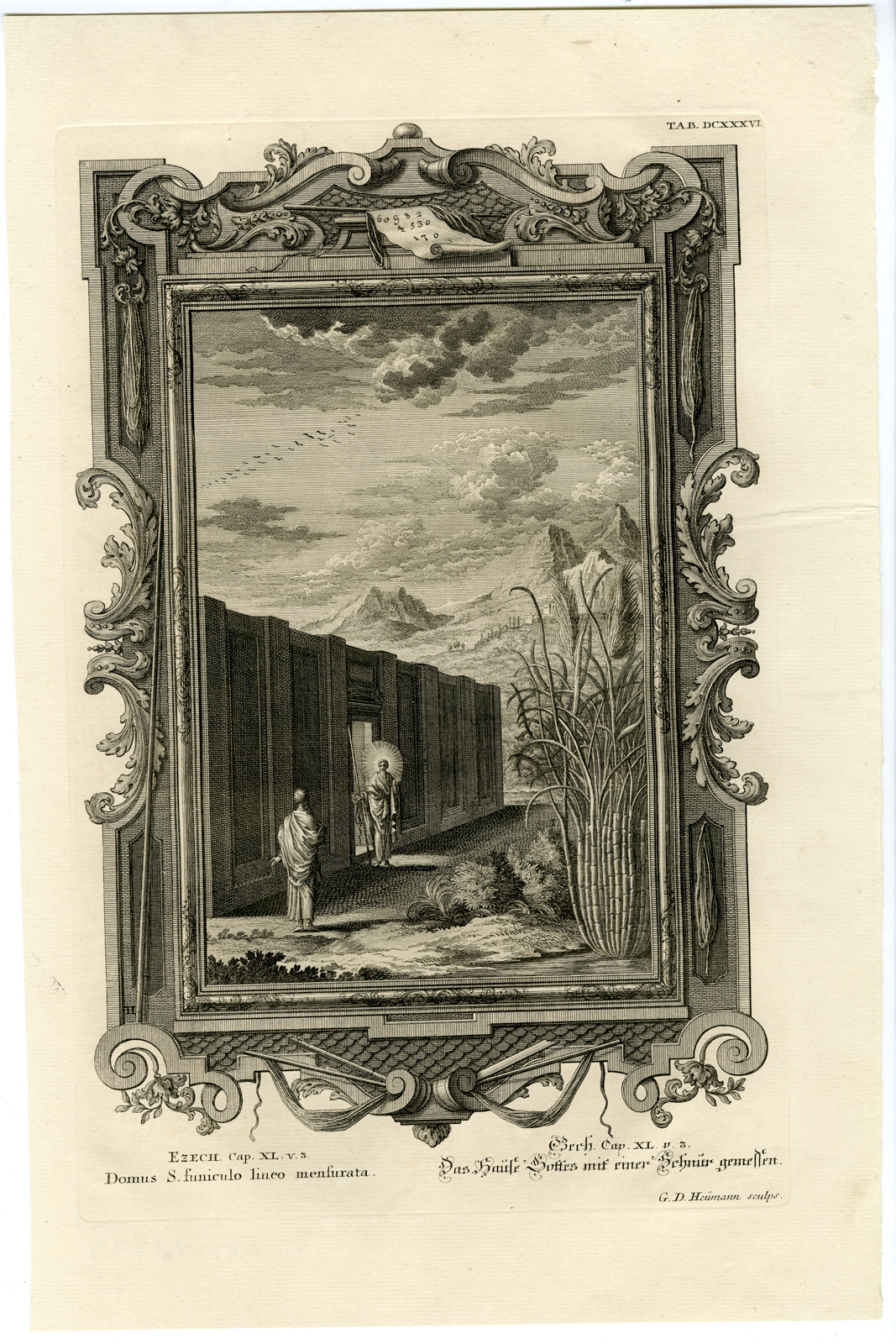 , Antique Print-TEMPLE-MEASURING-LINEN CORD-TAB.DCXXXVI-Scheuchzer-c.1731, Pictura Antique Prints