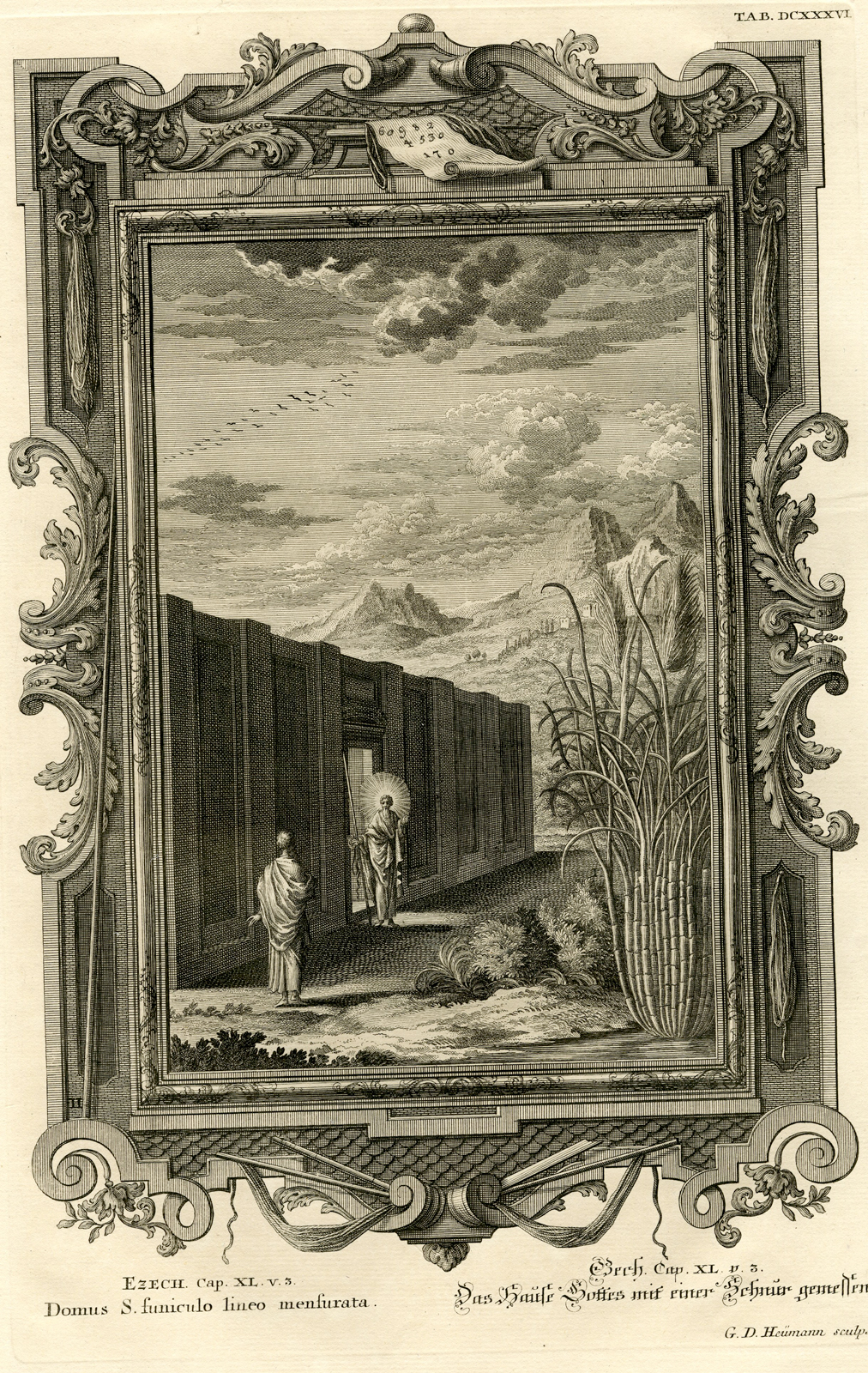 , Antique Print-TEMPLE-MEASURING-LINEN CORD-TAB.DCXXXVI-Scheuchzer-c.1731, Pictura Antique Prints