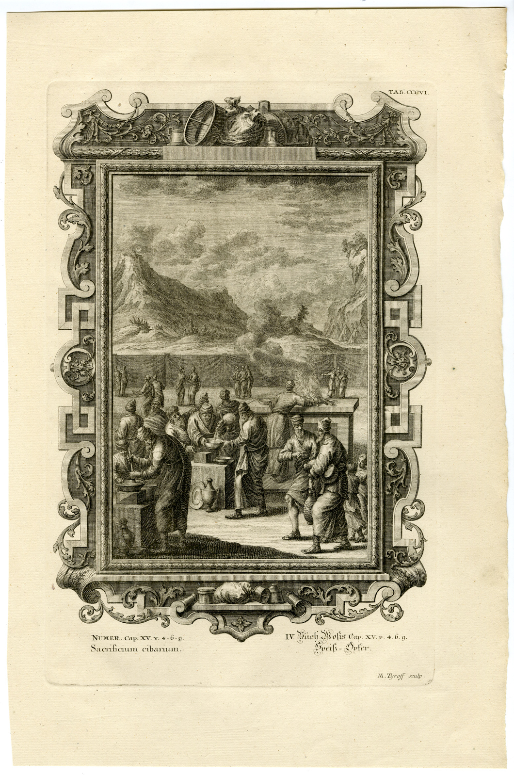 , Antique Print-FOOD OFFERINGS-ISRAELITES-JEWS-TAB.CCCVI-Scheuchzer-c.1731, Pictura Antique Prints
