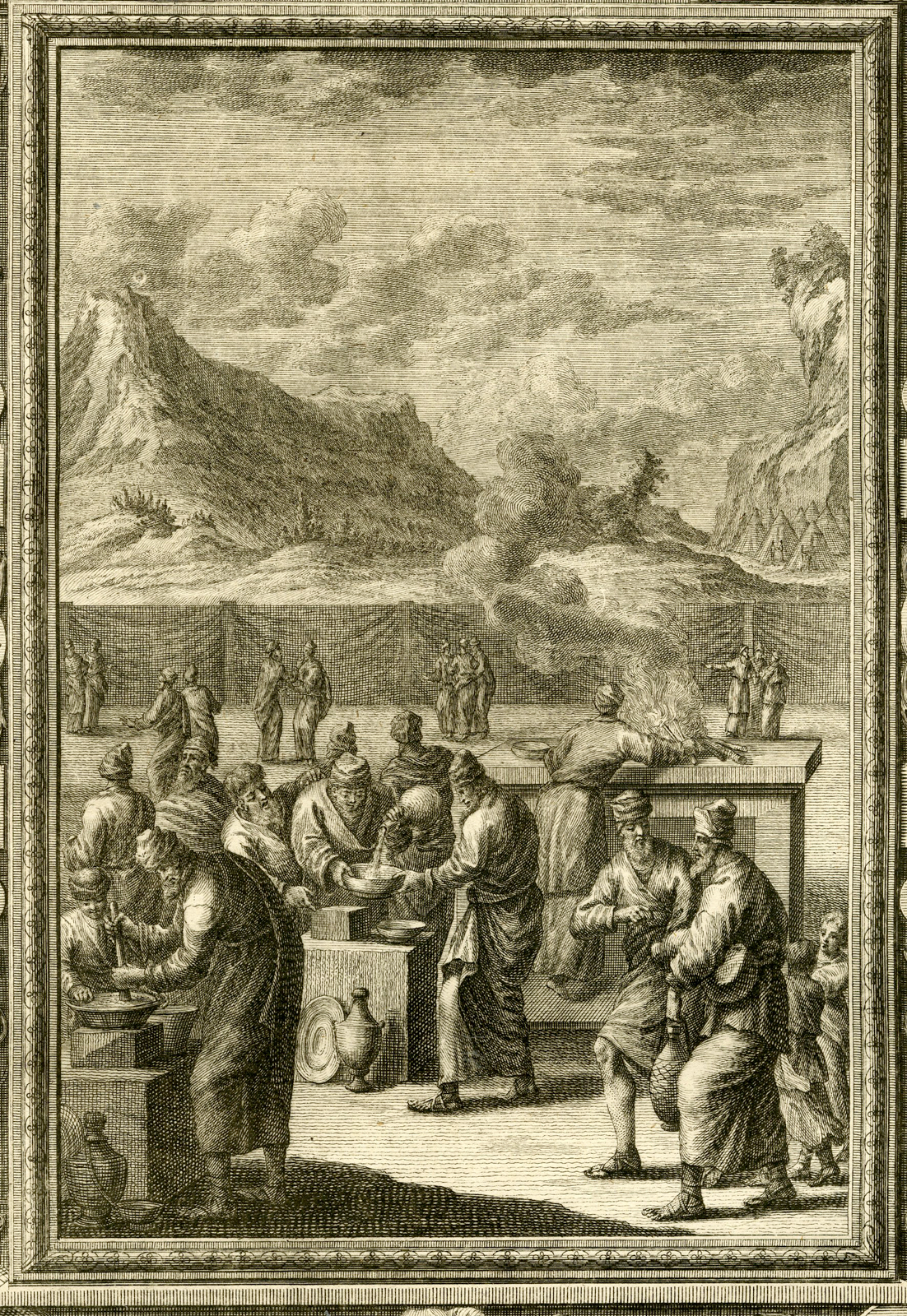 , Antique Print-FOOD OFFERINGS-ISRAELITES-JEWS-TAB.CCCVI-Scheuchzer-c.1731, Pictura Antique Prints