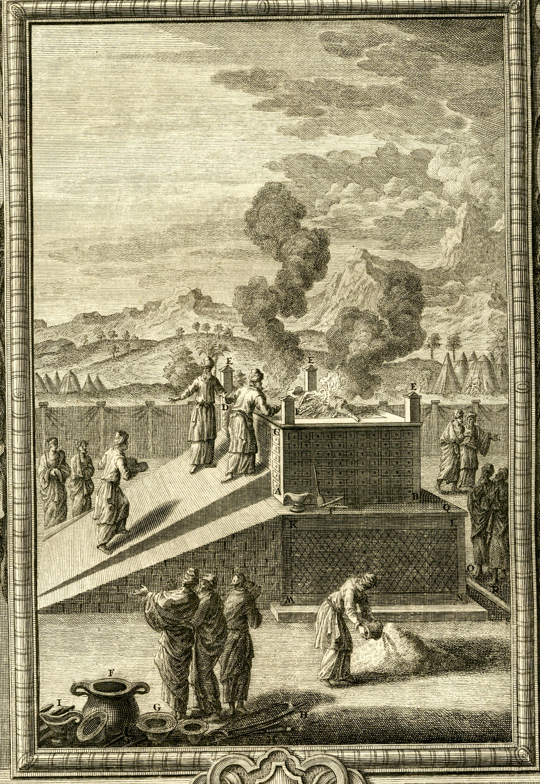, Antique Print-ALTAR-BURNT OFFERING-HOLOCAUST-TAB.CXCI-Scheuchzer-c.1731, Pictura Antique Prints