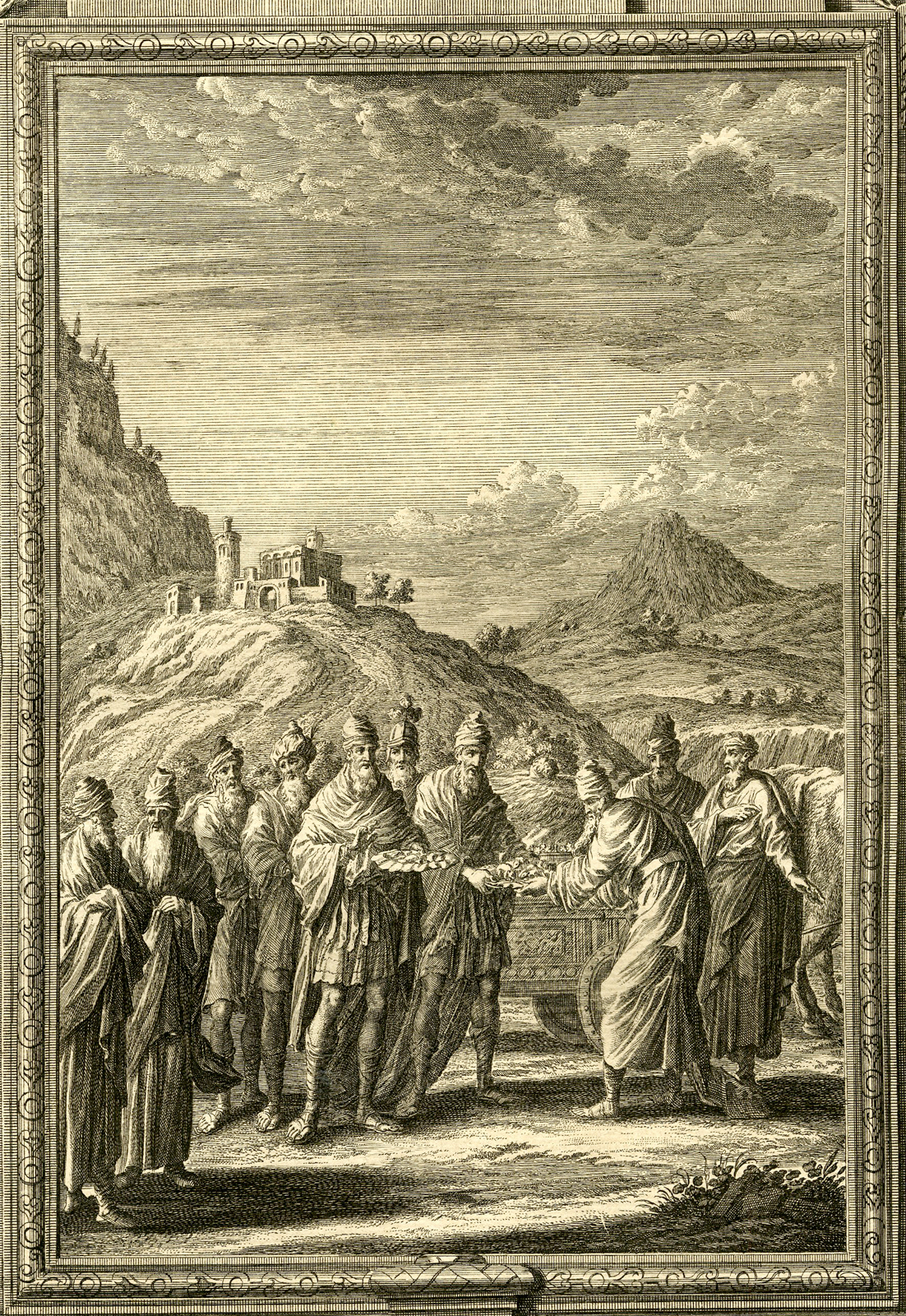 , Antique Print-GUILT OFFERING OF THE PHILISTINES-TAB.CCCXC-Scheuchzer-c.1731, Pictura Antique Prints