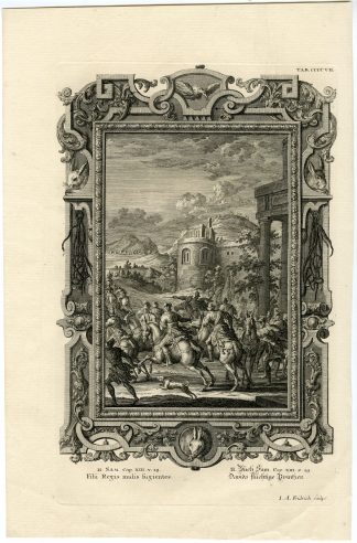 Antique Print-KING DAVID-FLIGHT OF THE PRINCES-TAB.CCCCVII-Scheuchzer-c.1731