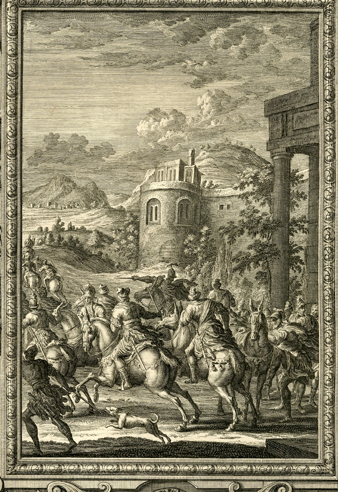 , Antique Print-KING DAVID-FLIGHT OF THE PRINCES-TAB.CCCCVII-Scheuchzer-c.1731, Pictura Antique Prints